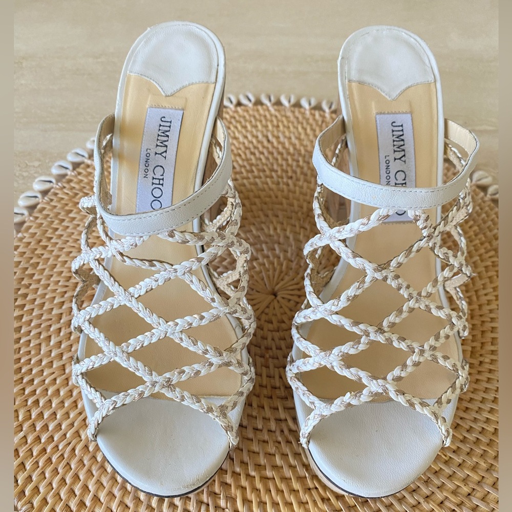 Jimmy Choo Wedge Cork Platform Sandals Size 37
